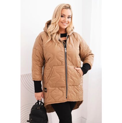 216311 2 damska zimni bunda 5419 plus size prosivana s kapuci velikost uni barva bezova