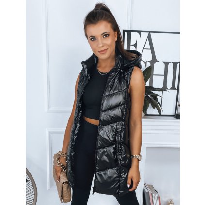 216419 cerna damska dlouha prosivana vesta s kapuci dstreet ty2980 velikost s barva cerna