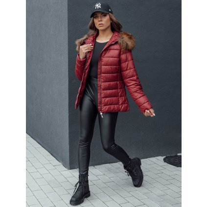 216428 damska prosivana bunda s kapuci estella dstreet ty4530 velikost s barva bordo