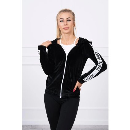 216659 velurova mikina s kapuci cerna velikost uni barva cerna