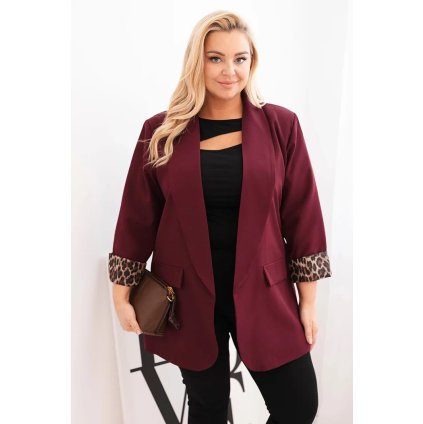 216716 damske sako plus size art1199 v leopardim vzoru velikost uni barva fialova