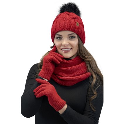 217268 komplet vivisence 7014 kmpl r cepice sala rukavice velikost uni barva cervena