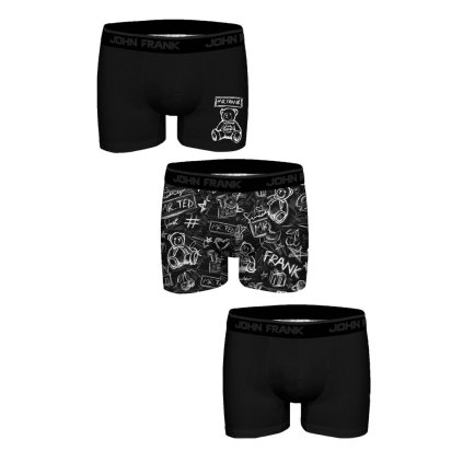 218006 panske boxerky john frank jf3bfun303 3pack velikost l barva cerna