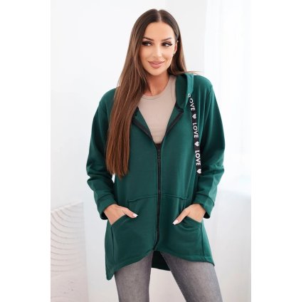 215855 8 mikina s prodlouzenymi zady a kapuci zelena velikost uni barva zelena