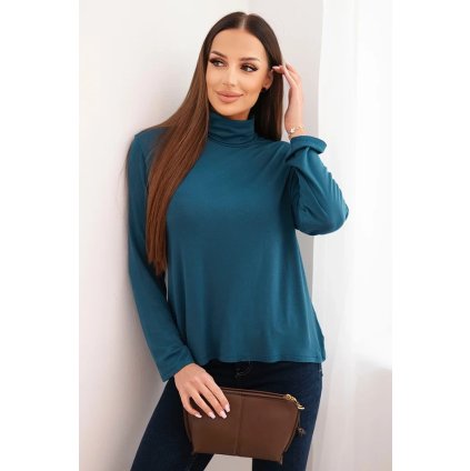 218753 damska viskozova bluza s vysokym limcem a dlouhym rukavem velikost uni barva modra tmave
