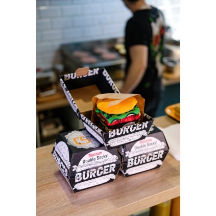 218780 ponozky s potiskem hamburgeru sada 2 paru unisex v originalnim baleni velikost uni