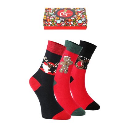 218801 unisex vanocni ponozky na darek sada 3 paru sob susenka a mikulas velikost uni