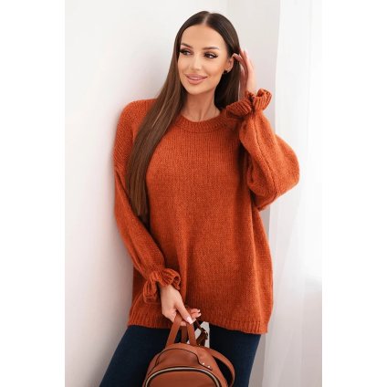 224111 damsky svetr s primesi mohairu a vlny volneho strihu velikost uni barva cervena
