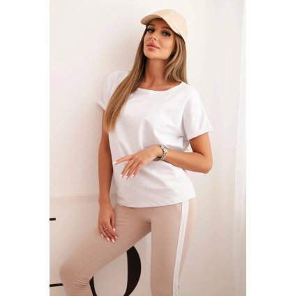 218807 damsky bavlneny komplet s trickem a leginami s lampasem velikost uni barva bila