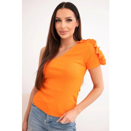 225705 damska bavlnena bluza na jedno rameno s volankem velikost uni barva oranzova