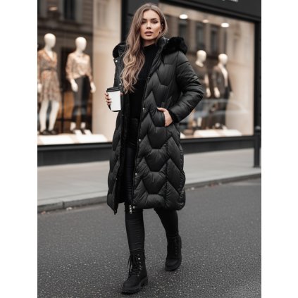 220601 damska dlouha prosivana bunda winteract dstreet ty4775z velikost s barva cerna