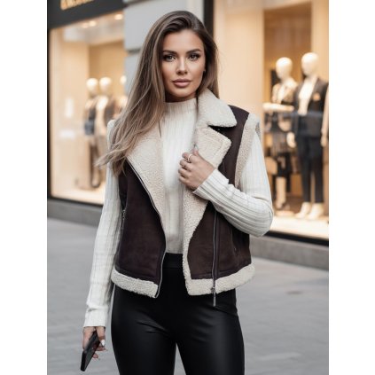 220631 damska vesta s koziskem woolzip dstreet ty4746z velikost s barva bezova