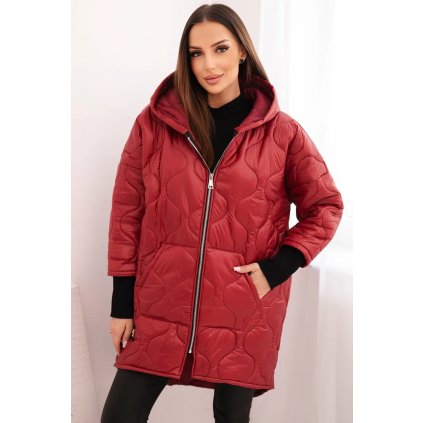 220472 damska zimni bunda plus size prosivana s kapuci velikost uni barva bordo