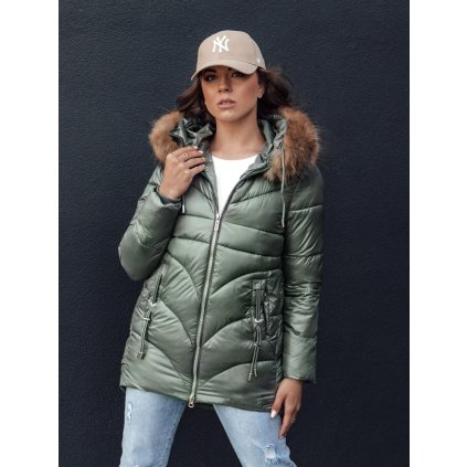 220877 damska zimni bunda s kapuci a koziskem winterchic dstreet ty4435 velikost s barva zelena