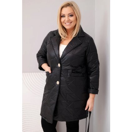 221588 40 damska bunda plus size prosivana s ozdobnymi knofliky a limcem cerna velikost uni barva cerna