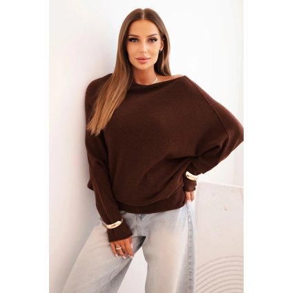 222536 damsky asymetricky viskozovy svetr netopyri velikost uni barva hneda