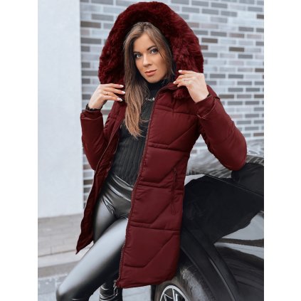 222728 damska prosivana bunda s kapuci dstreet ty5396 velikost s barva bordo