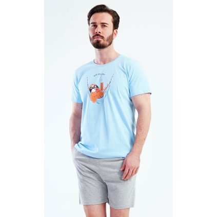 223307 panske pyzamo sortky pohodar barva modra svetle velikost m