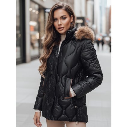 223919 damska zimni bunda s kapuci a koziskem lumore dstreet ty4723 velikost s barva cerna