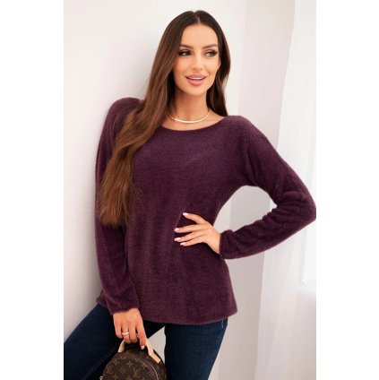 224540 svetr damsky z mekke pleteniny s kulatym vystrihem velikost uni barva ruzova