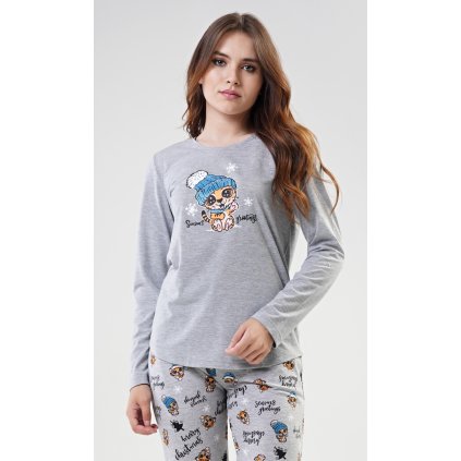 224918 damske pyzamo dlouhe tygrik barva modra velikost xl