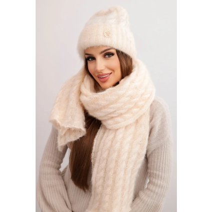 225414 damska souprava cepice a saly s pruhy s ozdobou velikost uni barva bordo