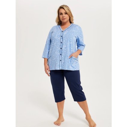 226419 damske pyzamo italian fashion jomala printtmave modra