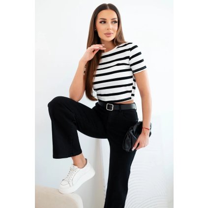 228669 damske dziny s rovnymi nohavicemi a paskem cerne velikost s