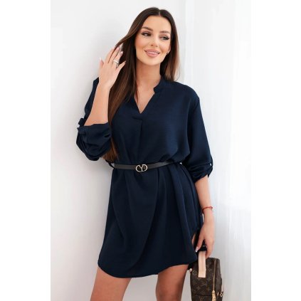 229905 saty s delsi zadni casti a paskem modra velikost uni barva modra tmave