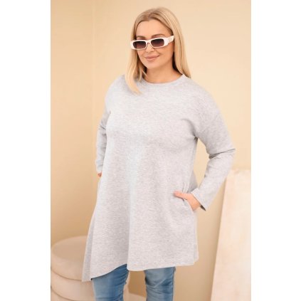 230916 damska dlouha mikina plus size s volnym strihem velikost uni barva seda