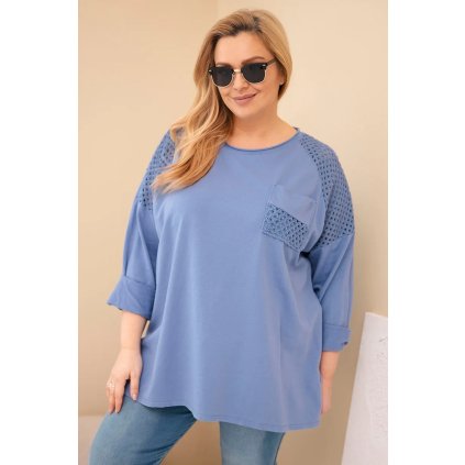 230988 damska mikina plus size bez kapuce velikost uni barva modra