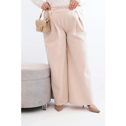 230991 damske kalhoty plus size s sirokymi nohavicemi velikost uni barva bezova