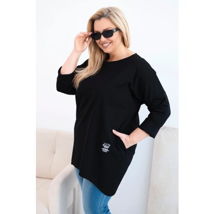 231006 damska bluza plus size s delsim zadnim dilem velikost uni barva cerna