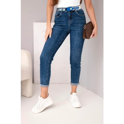 231060 damske dziny mom fit s vysokym pasem a kontrastnim paskem velikost 25