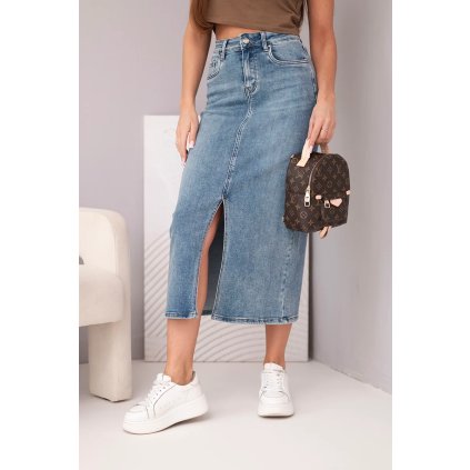 231102 damska sukne midi dzinova s rozparkem velikost xs