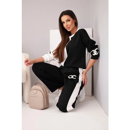 231120 damsky souprava s oversized mikinou a rovnymi kalhotami velikost uni barva cerna