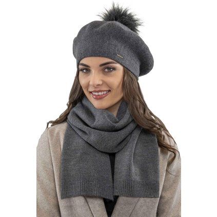 Baret a šála Vivisence 7035Kmpl (Velikost UNI, Barva Šedá)