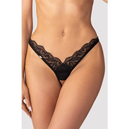 Obsessive Arrowel crotchless thong (Velikost S/M, Barva Černá)