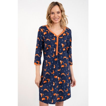 Nočná košeľa Italian Fashion Wasilla r.3/4 (Veľkosť L, Farba Modrá - tmavo)