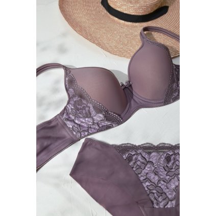 Vystužená podprsenka DreamBra s čipkou Mauve Timo 041838