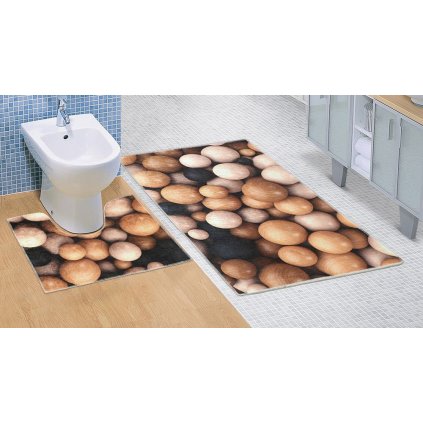 Kúpeľňová a WC predložka Drevené gule 3D