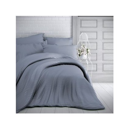 70696 2 lozni satenove povleceni s prouzkem 140x200 70x90cm tmave sede