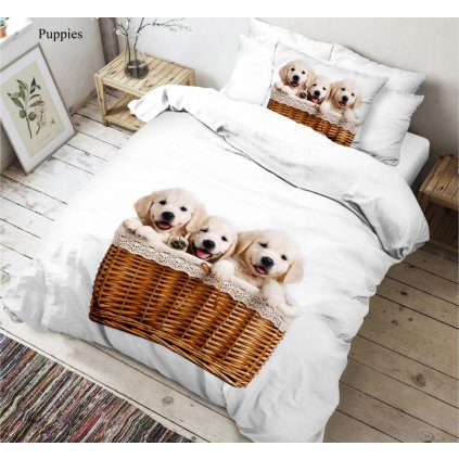 3D obliečky 140x200, 70x90cm Šteňatá