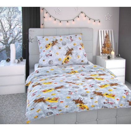 71257 2 vanocni povleceni 140x220 70x90cm snehulaci sedi