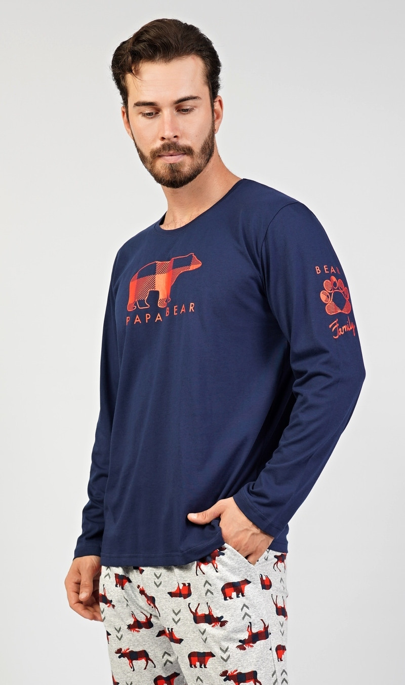 Pánske pyžamo dlhé Papa bear Farba: Modrá - tmavo, Veľkosť: M