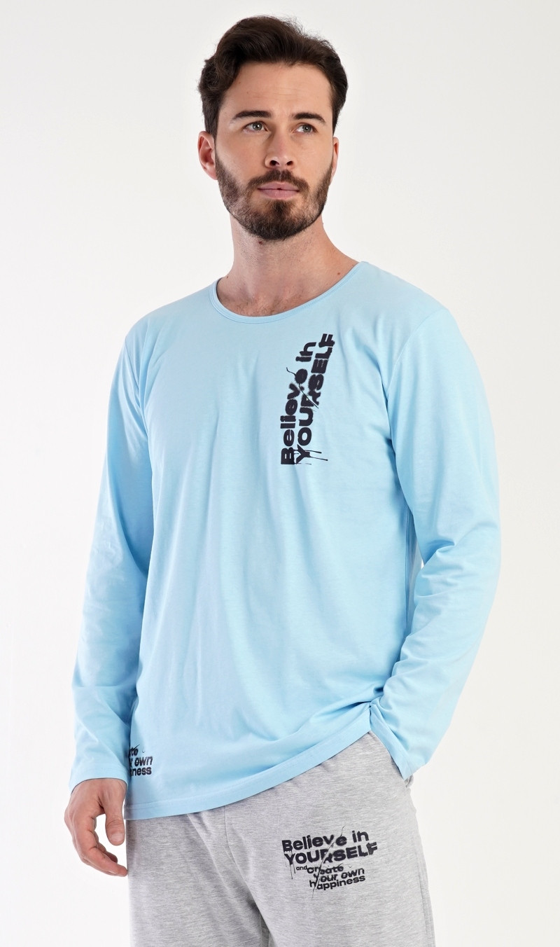 Pánske pyžamo dlhé Henry Farba: modrá - svetlo, Veľkosť: 2XL