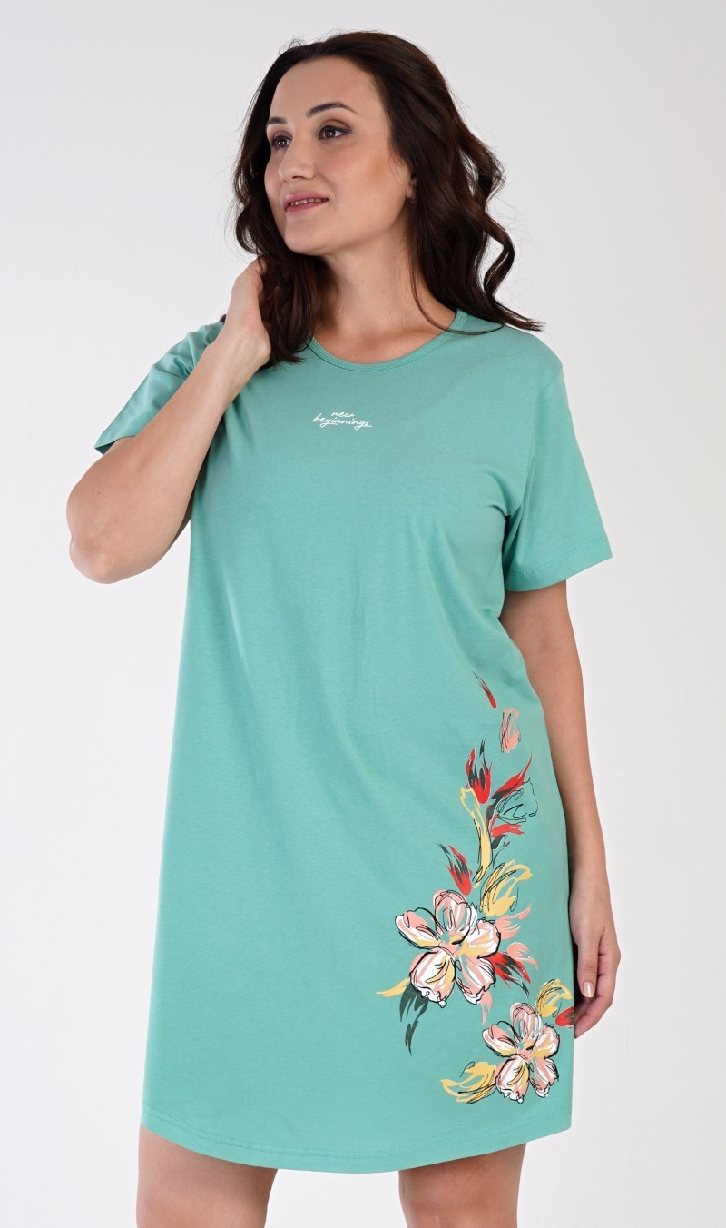 Dámska nočná košeľa s krátkym rukávom Alena Farba: Zelená, Veľkosť: 2XL