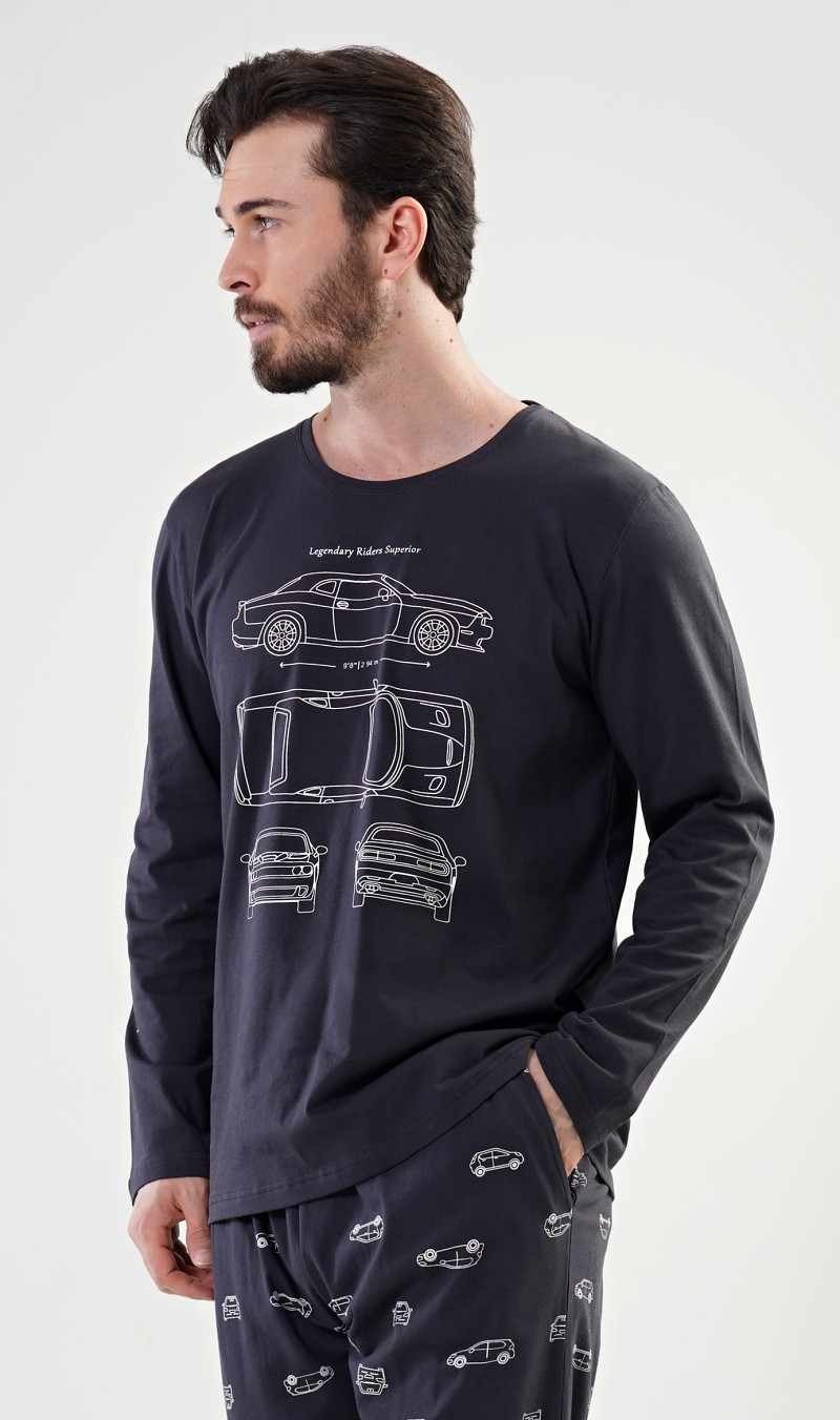 Pánske pyžamo dlhé Radim Farba: Šedá - tmavo, Veľkosť: 2XL