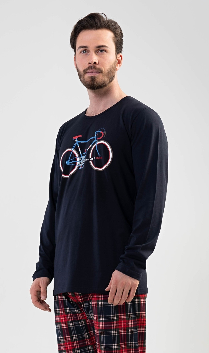Pánske pyžamo dlhé Old bike Farba: Modrá - tmavo, Veľkosť: 2XL