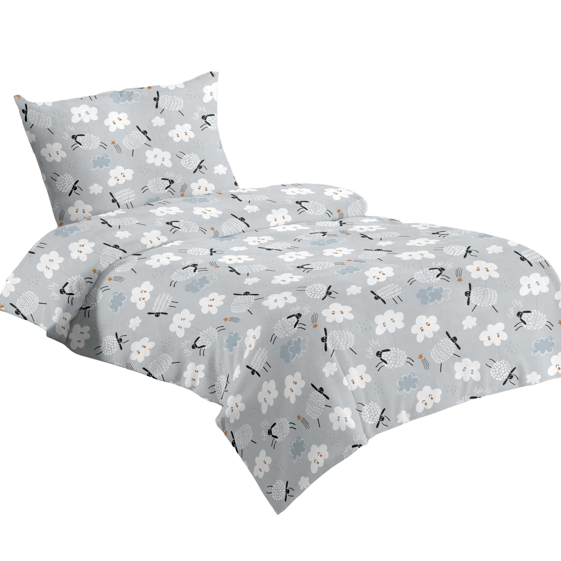 Obliečky mikroflanel Ovečka a mráčik Varianta: Ľanové plátno vrátane mikroflanelu Ovca a oblak 140x200, 70x90 cm